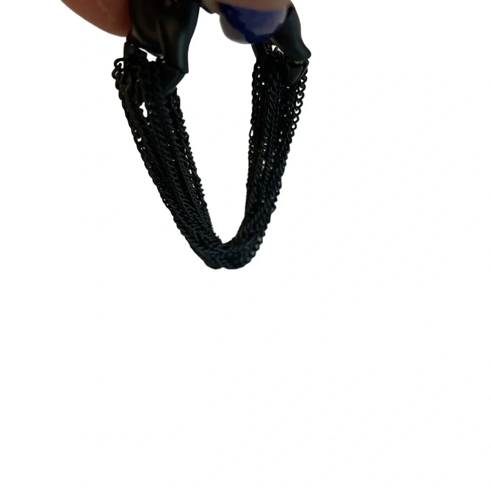 Bracelet Stephan & Co. Matte Black Medal Link Look Stretch & Multi Chain Accent - Picture 9 of 10